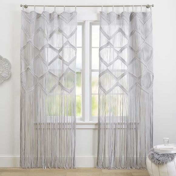 Pottery Barn Teen Boho Macrame Decorative (1) Panel 44"x96" - Gray - NEW - Picture 2 of 6